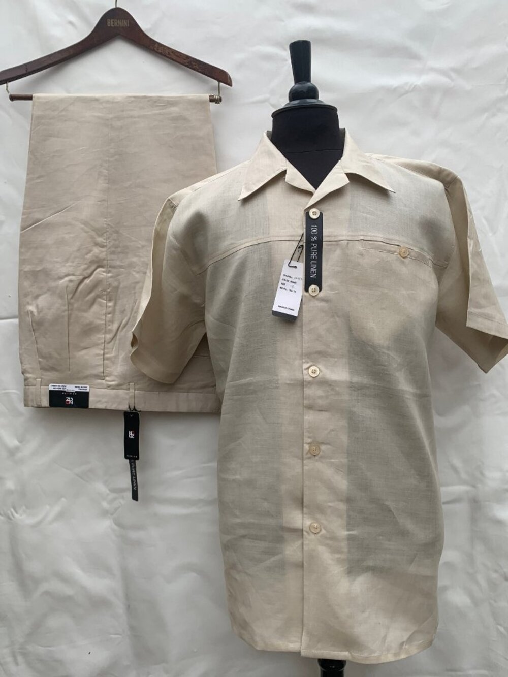 NEW-GEN 100% linen Blend Two-Piece Casual Short Sleeve Shirt & Pant For Men